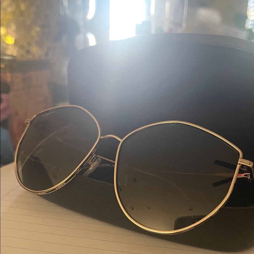 Salvatore Ferragamo Gold and Black Sunglasses